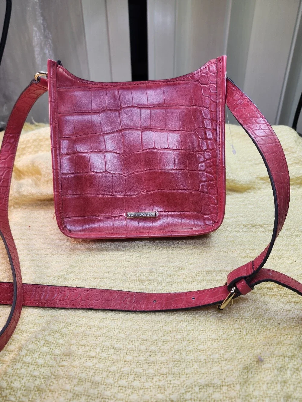 Kate Landry Croc-Embossed Pink Crossbody Bag